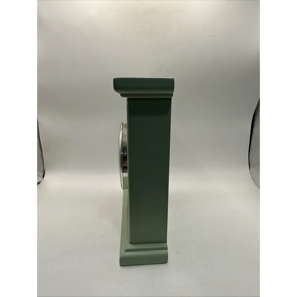 Vintage Style Sage Green Sunflower Bee Mantel Table Clock Quartz 7” Working *